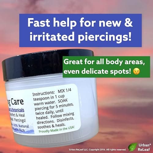 Urban ReLeaf Piercing Care - Healing Sea Salt & Botanical Aftercare - Safely Clean & Heal New & Stretched Piercings - 1 (3 Ounce) thumbnail 4