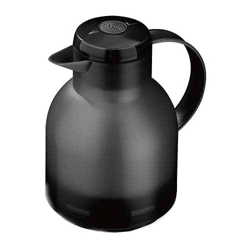 Emsa Samba Isolierkanne 509821 | 1 Liter | Quick Press Verschluss | 100% dicht | 12h heiß, 24h kalt | Transluzent Anthrazit - Image 1