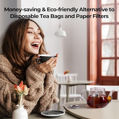Reinmoson Tea Strainers for Loose Tea, Extra Fine Mesh Tea Infuser, 304 Stainless Steel & Updated Slim Threaded Lid, Loose Leaf Tea Steeper for Black Tea, Rooibos, etc thumbnail 5