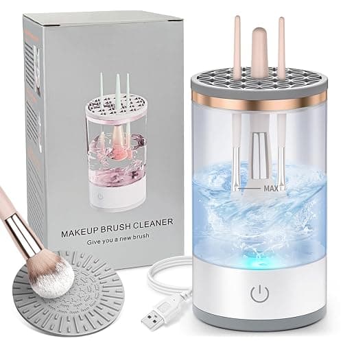 Electric Makeup Brush Cleaner, Quick Efficient Machine for Deep Cleaning All Types of Brushes, Portable Compact Design for Travel Home Use, for Makeup Lovers & Professionals - White - Image 1