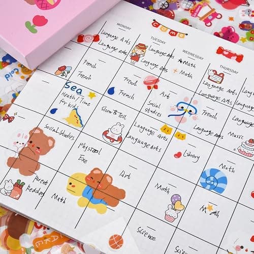 Cute Cartoon Bunny Bear Stickers, EAMOTOL 100 Sheets Kawaii Animals Transparent PET Scrapbooking Clipping Supplies Decals for Journaling Planners Collage Junk Journal Bullet Album Calendar Phone Case thumbnail 7