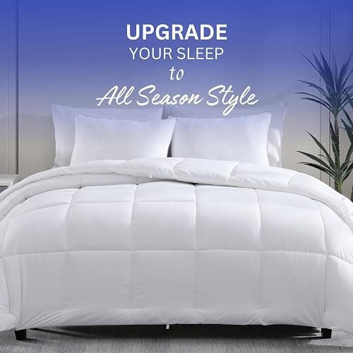 Comforter King Size Goose Down Alternative Microfiber Quilted Solid Comforter/Duvet Insert - Ultra Soft Hypoallergenic Bedding - Medium Warmth for All Seasons King Comforter - White thumbnail 6
