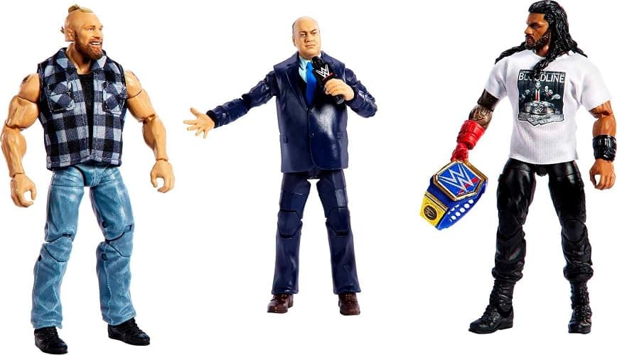 Mattel Action Figure 3-Pack Tribal Chief vs Beast IncarnateRoman Reigns Brock Lesnar & Paul Heyman Elite Collection with Universal Championship & Swappable Hands thumbnail 3