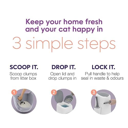 Litter Genie Style Pail |Cat Litter Waste Disposal System for Odor Control | Includes 1 Square Refill Bag, Made in Canada thumbnail 5