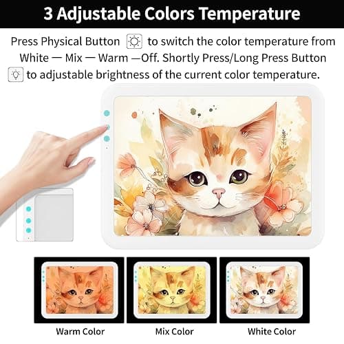 TOHETO A4 Rechargeable Led Super Bright Light Pad Powered by 3500mAh Lithium Battery for Cricut Weeding Vinyl Tool, Portable Wireless Light Board/Box for Tracing, Diamond Painting, Sketching & Drawing thumbnail 3