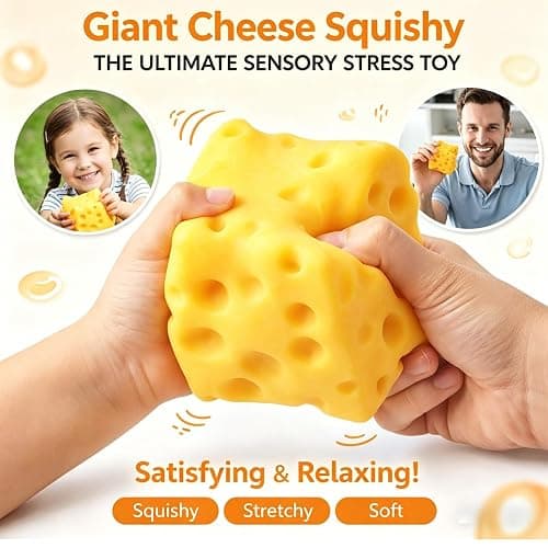 10in Giant Butter Squishy, Extra Large 14oz Big Jumbo Butters Squeeze Stress Balls, Slow Rising Fun Butter Stick for Anxiety Relief Fidget Adults (B-1pcs Cheese Squishy) thumbnail 3