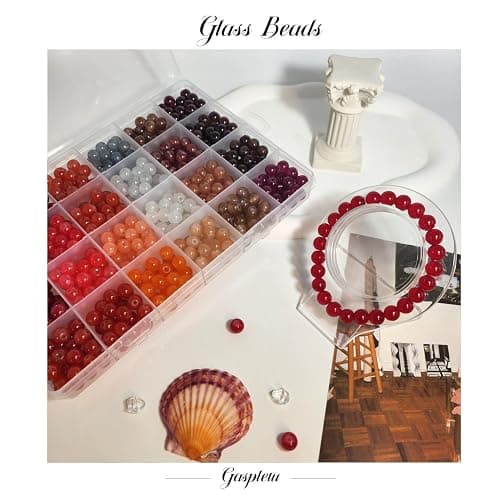 2500PCS 8mm Glass Beads Bracelet Making Kit, 96 Colors Crystal Beads for Jewelry Making, 4 Box Round Beads Suitable for Beginners thumbnail 6