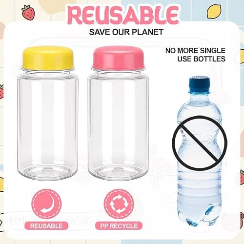 Skybooly 24 Pcs Multicolor 10oz Water Bottles Bulk Portable Colorful Plastic Water Bottles with 50 Pcs Animal Stickers and Pliers Clear Empty Reusable DIY Bottle for Juice, Drinks, Handbag, Sport thumbnail 3