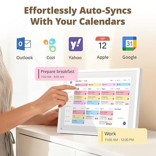 Dragon Touch Calendar, 10.1" Digital Calendar, Gift for Busy Families Scheduling, 2026 Family Wall Planner, 1080P Full HD Interactive Touchscreen, Smart Chore Chart and Home Organization, UK Adapter thumbnail 3