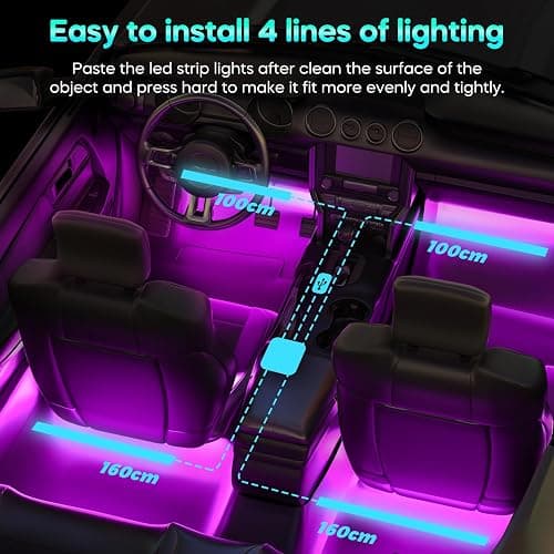 Winzwon Led Lights for Car Accessories Interior, Christmas Stocking Stuffers for Men Women Teen Girls, White Elephant Gifts for Adults, APP Control with USB Port Color Change Lights for Truck Decor thumbnail 6