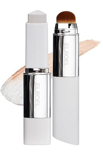 ELROEL Blanc Cover Cream Stick V White - Korean Color-Changing Foundation Stick with Volufiline - Medium to Full Coverage Dewy Finish Base Makeup - Dual-Ended with Detachable Brush (200 Fair) - Image 1