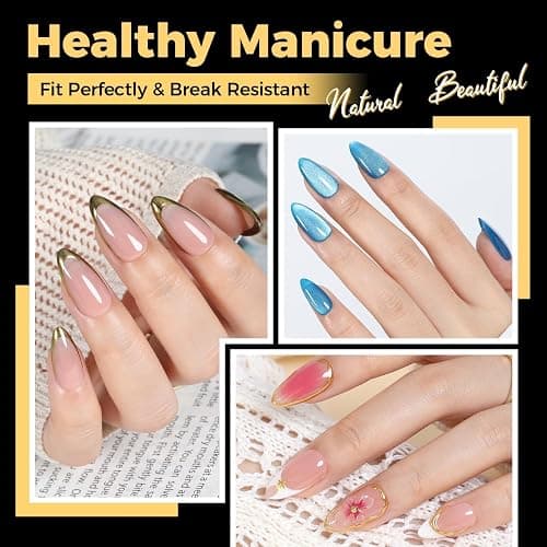UNA GELLA Almond Gel Nail Tips 600 Pcs Pre Etched Medium Almond Shaped Nails Full Cover Press On Nails 12 Sizes Clear Fake Soft Gel Tips for Flat & Curved Nail Bed Extension Home DIY Salon thumbnail 2