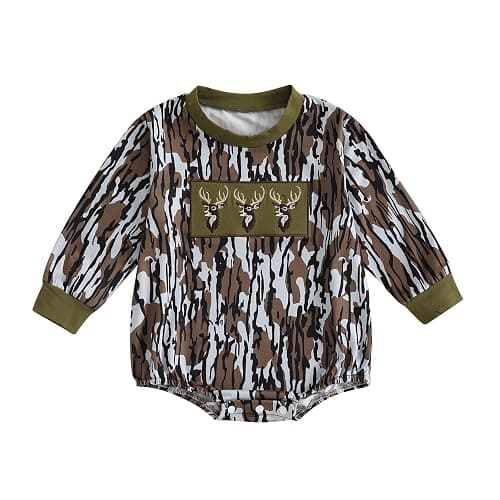 Pudcoco Duck Hunting Baby Clothes Infant Baby Boys Girls Camoflage Embroidered Mallard Duck Sweatshirt Romper - Image 1