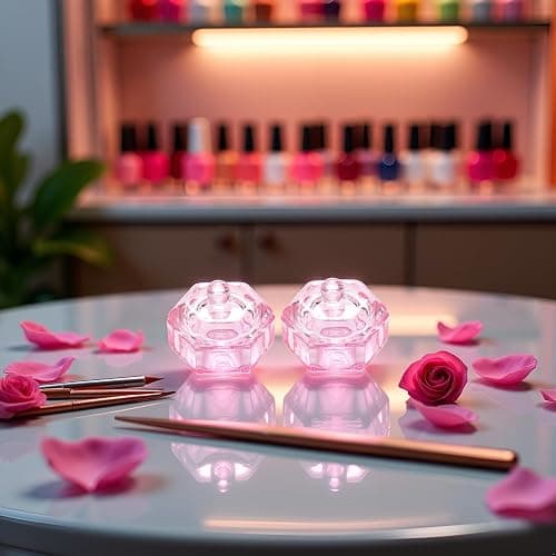 2 Pcs Glass Nail Art Cups Nail Dipping Jars Nail Dappen Dishes Bowls Nail Powder Holders Nail Liquid Containers with Lid Hexagon Nail Polish Nail Art and Polish Nail Salon Supplies thumbnail 8