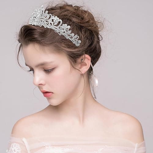 LUXURRI Tiaras for Women Princess Crowns for Woman Crystal Silver Headband for Women Rhinestone Hair Accessories Halloween Tiara for Girls Birthday Tiara Silver Crown for Costume Prom thumbnail 2