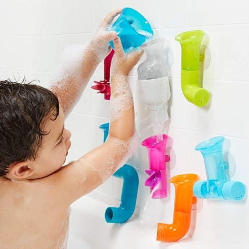 Boon Bundle Baby and Toddler Bath Toys - Includes Boon Pipes, Cogs, and Tubes Bathtub Toys - Toddler Sensory Toys - Multicolored - 13 Count - Ages 12 Months and Up thumbnail 10