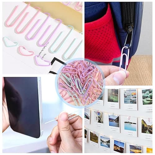 Paper Clips and Binder Clips Assorted Sizes, 240 PCS Colored Office Clips Set Large Medium Small Paper Clamps Paperclips Push Pin Thumb Tacks, College Supplies Home Office Supplies Document Organizing thumbnail 7