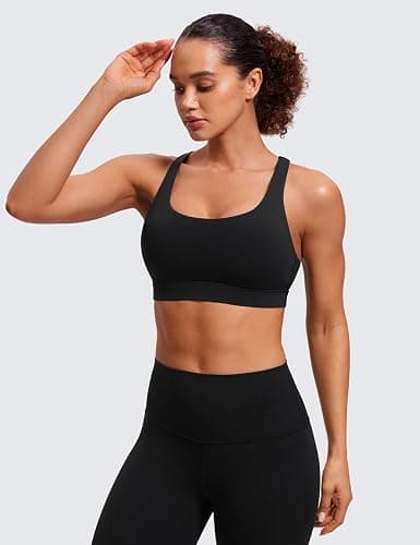 CRZ YOGA Naked Feeling Strappy Padded Sports Bras for Women - Fitness Workout Top Criss Cross Back Yoga Cami thumbnail 2