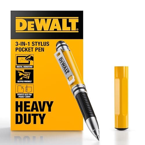 DEWALT Heavy Duty 3-in-1 Mini Stylus Pocket Pen, Tablet Pens for iPad, EDC Touch Screen Pens, Ballpoint w/Touchscreen Tip, Keypad Tip, Compatible iPhone Stylus Pen, Extra Ink Cartridge, Gifts for Dad - Image 1