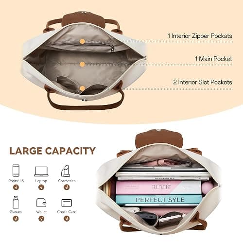 KALIDI Tote Bag for Women Nylon Top-Handle Purse,Shoulder Hobo handBag with Zipper Leisure Foldable Weekend thumbnail 4