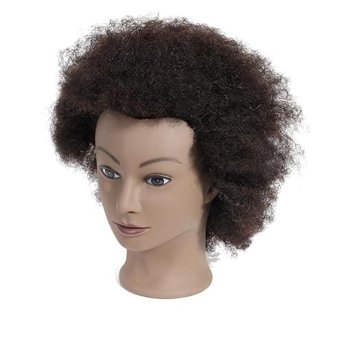 Romance Queen Mannequin Head Human Hair Curly For Black Women Training Head Cosmetology Doll Head for Hairdresser Girls Manikin Head Practice Styling Braiding with Stand thumbnail 2