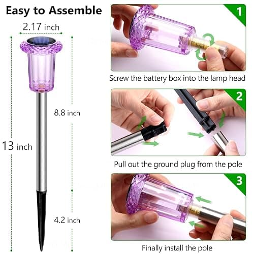 DenicMic Solar Halloween Lights Outdoor Waterproof 10 Pack Halloween Decor | Stake Lights for Yard Pathway Garden Patio Lawn Walkway Driveway, Auto On/Off Purple LED Halloween Decorations Outdoor thumbnail 4