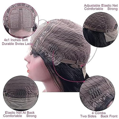 Creuost 34 Zoll Echthaar Perücke Straight 4X1 Swiss Spitze Lace Frontal Human Hair Wig haarspangen damen Unprocessed Brazilian Virgin Hair Pre Plucked With Natural Hairline #27 Honey Blonde thumbnail 3