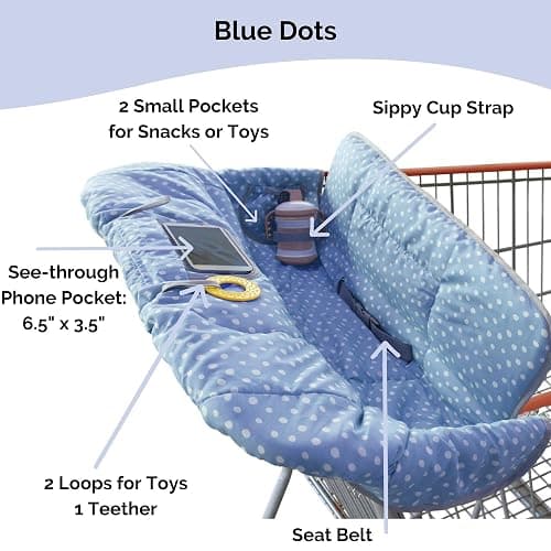 Suessie Shopping Cart Cover and High Chair Cover, Blue Dots thumbnail 3
