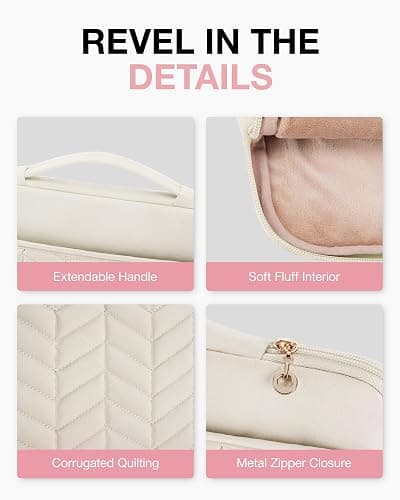 BAGSMART 15-15.6 Inch Laptop Case Sleeve for Women, Puffy Shockproof Laptop Bag with Accessories Pouch and Handle, Lightweight Computer Case Compatible with Dell, HP, MacBook Air/Pro, Natural Cream thumbnail 5