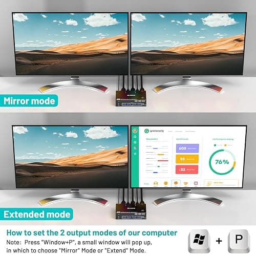 4K@144Hz KVM Switch 2 PC 2 Monitor 8K@60Hz,MLEEDA HDMI+Displayport Commutateur KVM Dual Monitor pour 2 Ordinateurs Partagés 2 Moniteurs et 4 Ports USB3.0,Télécommande Filaire et USB Câbles thumbnail 3