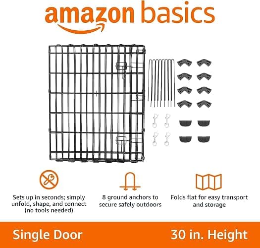 Amazon Basics Foldable Octagonal Metal Exercise Dog Playpen - Indoor/Outdoor, Single Door, Small (8 Panels, 24 x 30), Easy to assemble and store, 30" - Small, , Black - Single Door - 30"H thumbnail 5