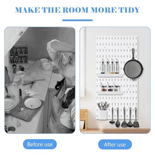 YIQXKOUY 22" x 22" Pegboard Combination Wall Organizer Kit Including 4 Pieces Peg Board and 36 Accessories Modular Hanging Wall Mount Display Peg Board Panel Kits for Bedroom, Home, Office, Bathroom thumbnail 7