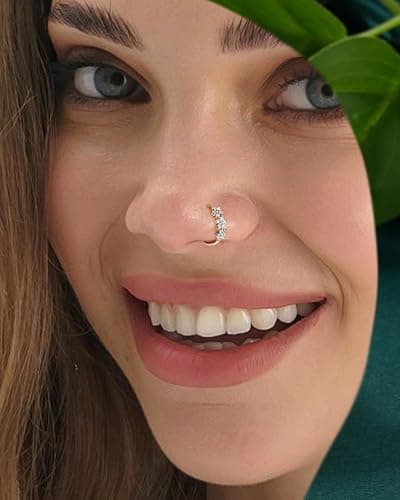COCHARM 20G 925 Sterling Silver Small Thin Nose Ring Hoop for Women, Silver 7mm - 8mm Adjustable Half Hoop Nostril Piercing Jewelry thumbnail 2