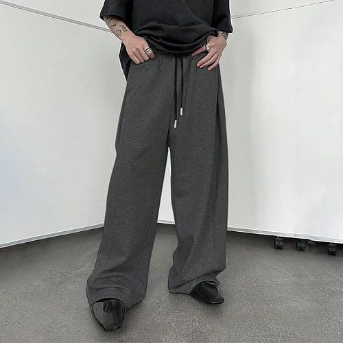 Baggy Sweatpants Men Wide Leg Sweats Pants Loose Cotton Open Bottom Joggers with Pockets Y2k Tall Trousers Streetwear thumbnail 3