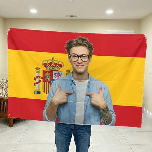 Personalisierte Spanien Flagge Selbst Gestalten, Fahne Selbst Gestalten, Spanien Gestalten Sie Ihre eigene Flagge mit Foto/Logo/Text für Schlafsäle Schlafzimmer Garten Jahrestag Party Bar Deko thumbnail 6