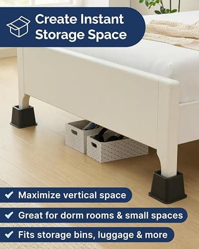 Bed Risers - 3 & 5 Inch Adjustable Furniture Risers or 8 Inch Combined - Heavy Duty for Couch, Table, Dorm, Sofa, Chair & Table - Bed Support Legs for Height, Supports Up to 1,300 lbs (8 Pack, Black) thumbnail 2