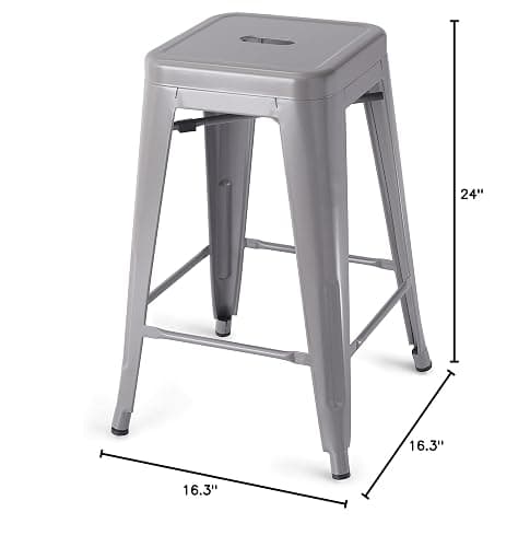 Amazon Basics Metal Bar Stools, 24-Inch, Easy Assembly, Dark Grey, Set of 4 thumbnail 7
