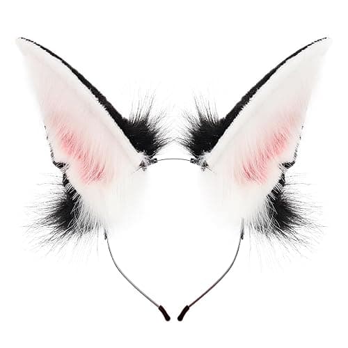 hbbhml Handmade Animal Fur Wolf Fox Ears Headband Cosplay Headwear Hair Hoop Head Accessories for Halloween Party - Image 1