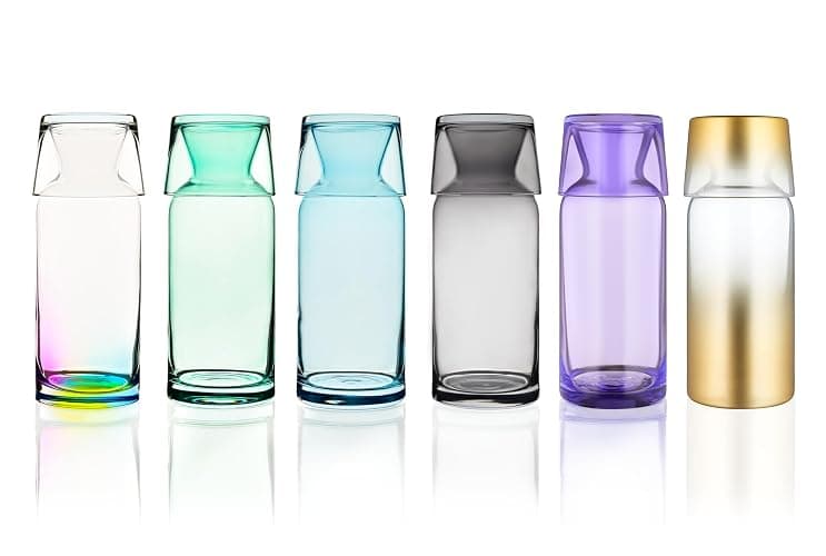 VOSS Living - Bedside Water Carafe and Glass Set, 23.6 Oz - Infused Pitcher for Nightstand, Mouthwash Decanter Bottle(Ivory Black) thumbnail 6