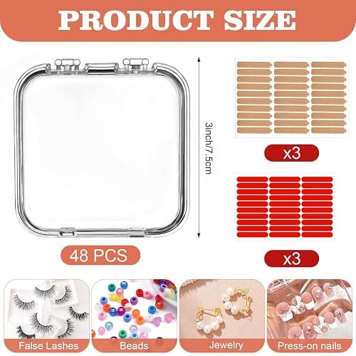 Aemygo 48 Sets Press On Nail Storage Box, Clear Artificial Nail Display Case Acrylic Nail Boxes Press On Nail Packaging Box, Adhesive Double Sided Tape Nail Box for Nail Salon thumbnail 3