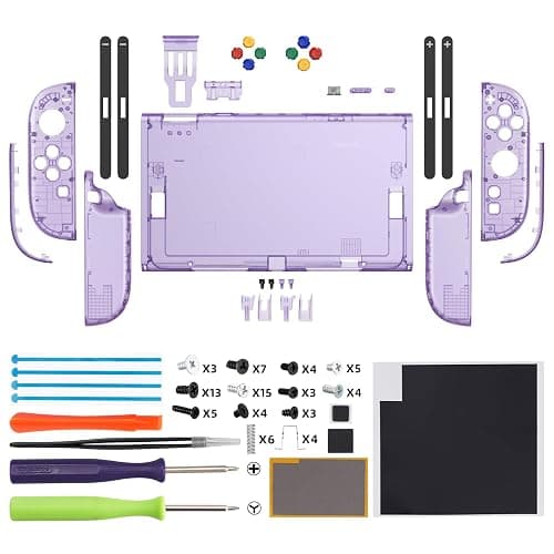eXtremeRate DIY Replacement Shell Buttons for Nintendo Switch 2, Custom Console Rear Back Plate + Faceplate with Decorative Strips Direction Keys for Joycon 2 - Essence Version - Clear Atomic Purple thumbnail 2