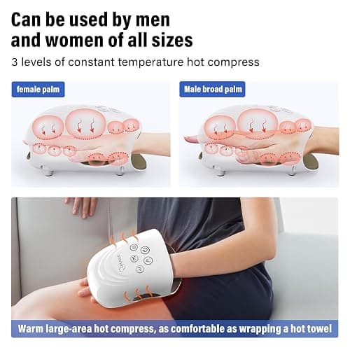 cotsoco Hand Massager - 3Massage Sizes, Cordless Hand Massager with Heat & Compression for Arthritis and Carpal Tunnel, Gift for Men Women Family Friends, Relaxation at Home, Office, Outdoors, White thumbnail 5