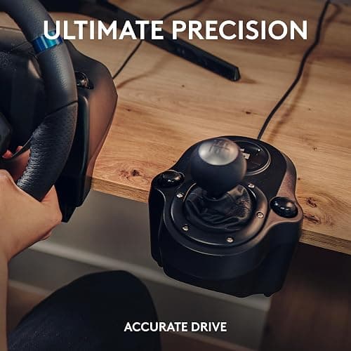 Logitech G923 Racing Wheel and Pedals, TRUEFORCE Force Feedback + Logitech G Driving Force Shifter - Real Leather, For PS5, PS4, PC, Mac - Black thumbnail 3