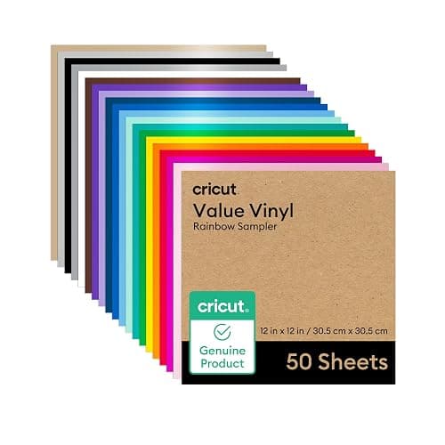 Cricut Value Permanent Vinyl - 50ft Rainbow Sampler, 12in x 12in Sheets (50 Count) - Image 1