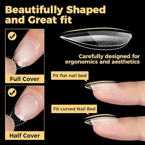 UNA GELLA Short Almond Gel Nail Tips, 600 Pcs Pre-Filed Short Nail Tips Almond Shape Half Matte Press On Nails 12 Sizes Full Cover Clear Fake Nails for Extension Home DIY Salon with Box thumbnail 3