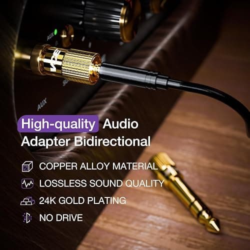 VCE 6.35mm (1/4 inch) Male to 3.5mm (1/8 inch) Female Stereo Audio Jack Adapter for Aux Cable, Guitar Amplifier, Headphone, 2 Pack thumbnail 2
