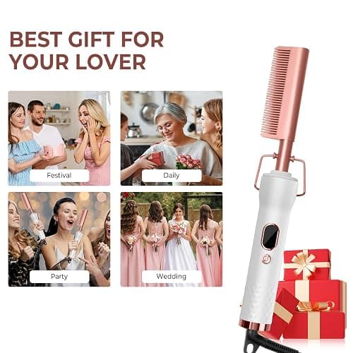 Hot Comb,Pressing Combs for Black Hair with 12 Temp Settings Heating Up to 450°F,Electric Hot Comb 110-240V Straightening Comb for Curling/Straightening thumbnail 9
