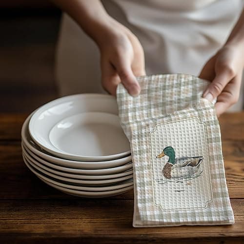 EKGJW Farmhouse Mallard Duck Kitchen Towels Set of 2,Ducks Lover Dish & Hand Towels for Kitchen & Bathroom Decor,Duck Gifts for Women Lovers,16x24 Inch thumbnail 5