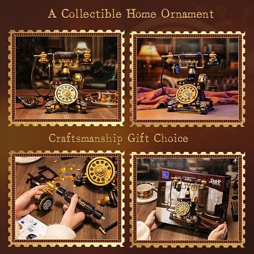 PANTASY Retro Phone Building Blocks Set for Adults, Vintage DIY Telephone Model Kit with Realistic Design, Creative Home Decor Gift, Ideal Gifts for Collectors & Hobbyists thumbnail 6