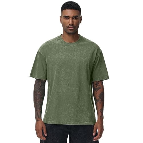 Men's Oversized Cotton T-Shirts Loose Fit Vintage Washed Tee Unisex Short Sleeve Casual Shirts Tops thumbnail 4